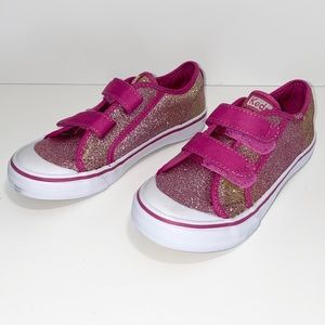 Keds Girl’s Pink Sparkly Shoes Velcro Straps Sz 12